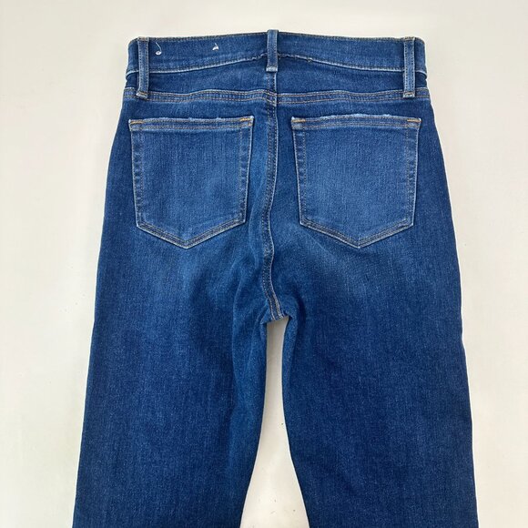 Loft The Kick Crop Distressed Raw hem Women' size 2 Dark Blue Denim jeans - Picture 5 of 5